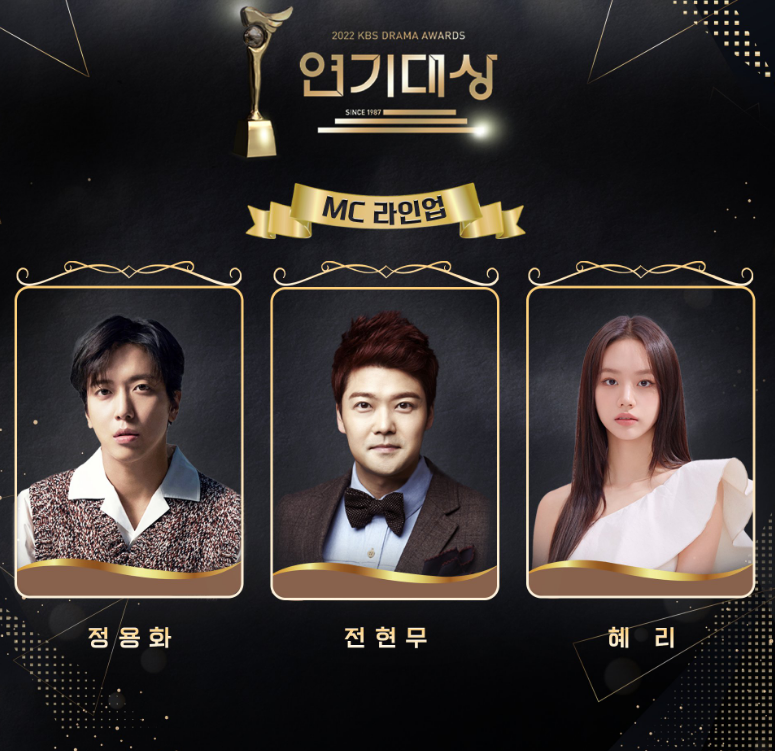 2022 KBS Drama Awards Released Lineup of MCs Jun Hyun Moo, Jung Yong